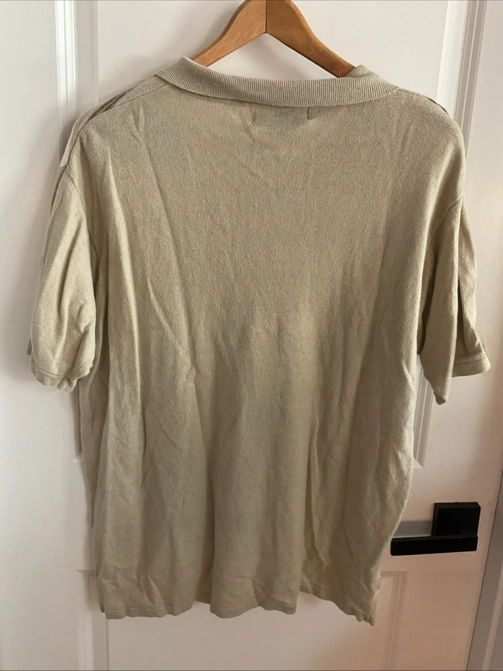 Banana Republic - Tan & White Striped Polo Shirt - Men’s Size XL